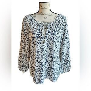 Sanctuary Blouse Navy Blue and White Womens Size Small